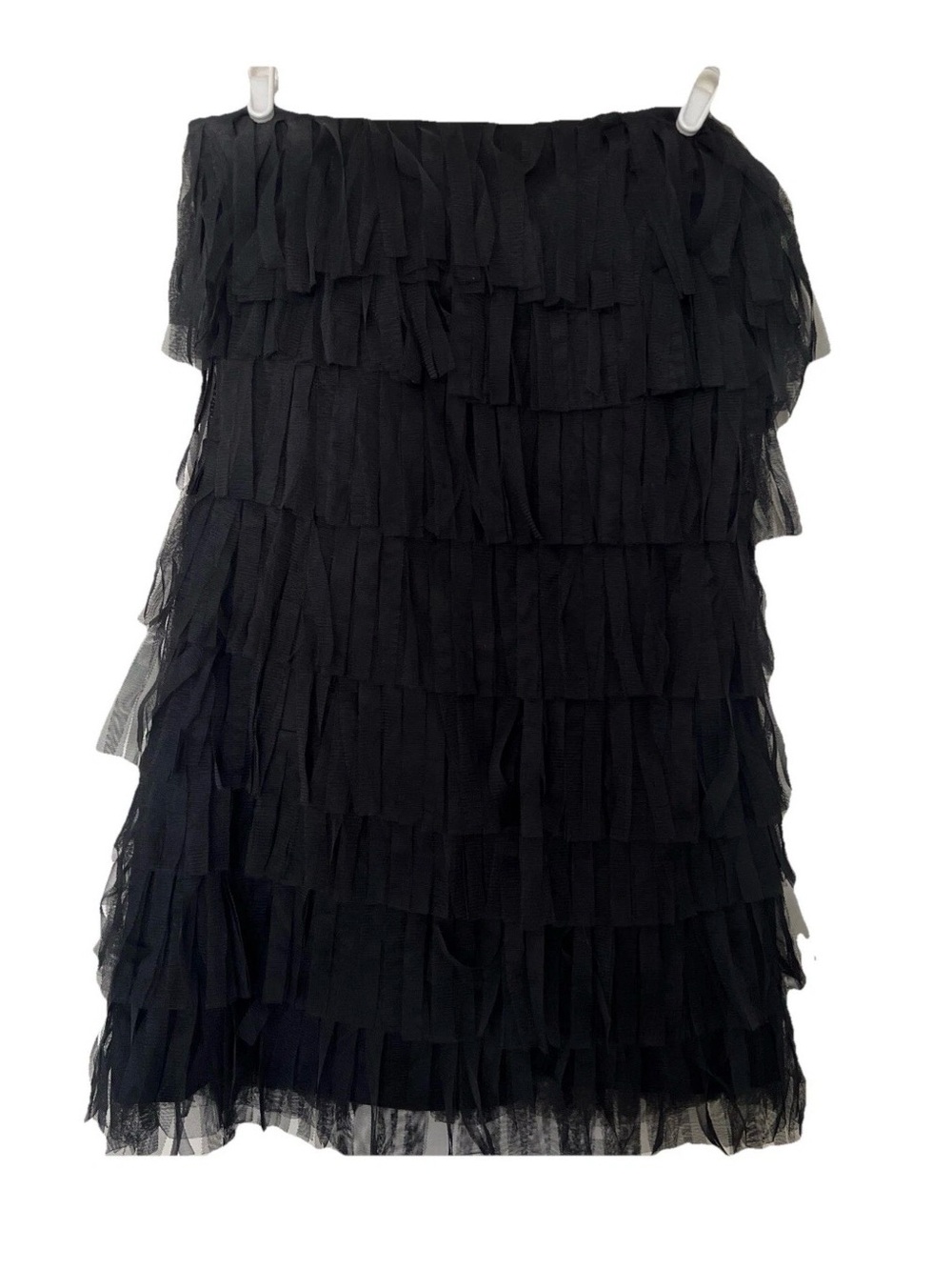 Ann Taylor Black Tiered Ruffle Strapless Dress size 10